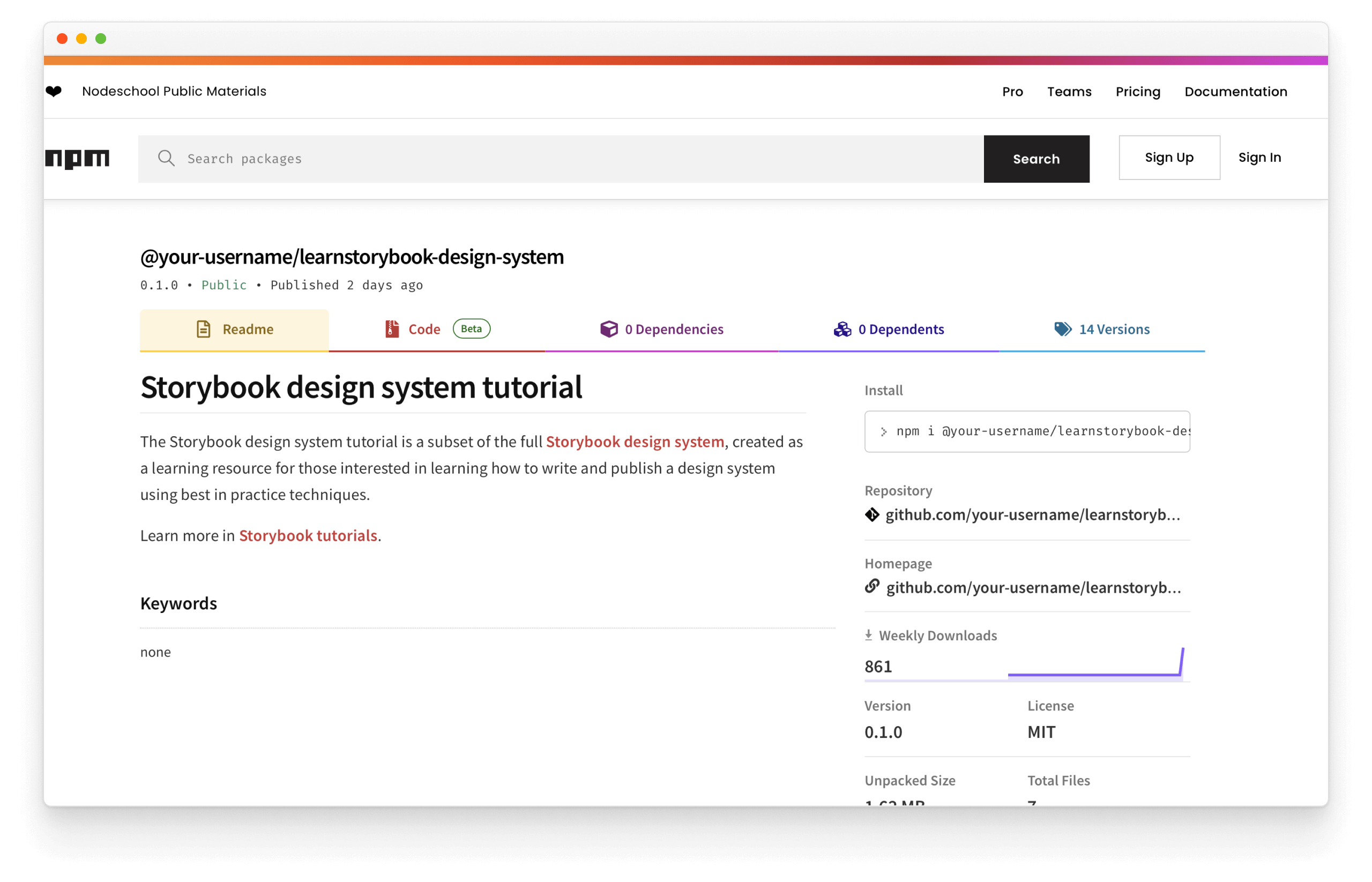 Pacote publicado no npm